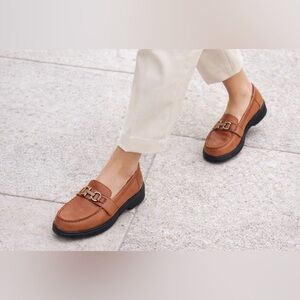 Dr. Comfort Mallory Cognac Leather Horsebit Loafers Comfort Flats Size 6.5
